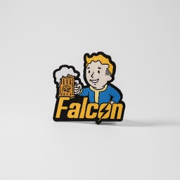 Gult och blått Fallout-tygmärke med texten 