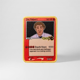 Orange Pokémonkort-tygmärke med Jim Halpert
