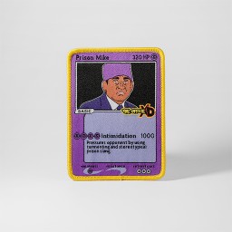 Lila Pokémonkort-tygmärke med Prison Mike