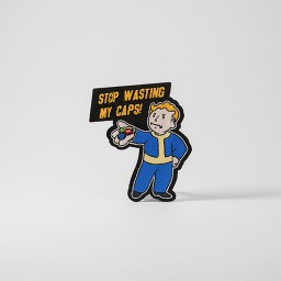Gult och blått Fallout-tygmärke med texten 